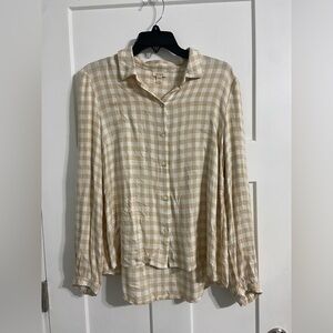 a.n.a Beige Checkered Women's Top
